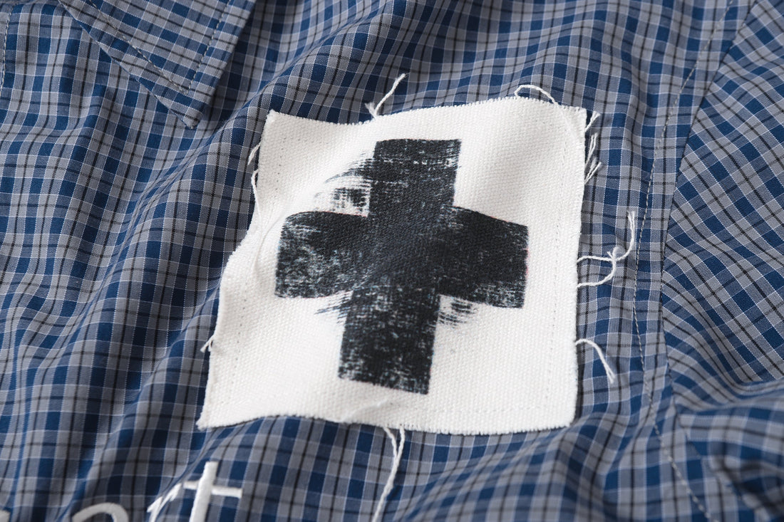 Omirad Patchwork Graphic Plaid Shirt