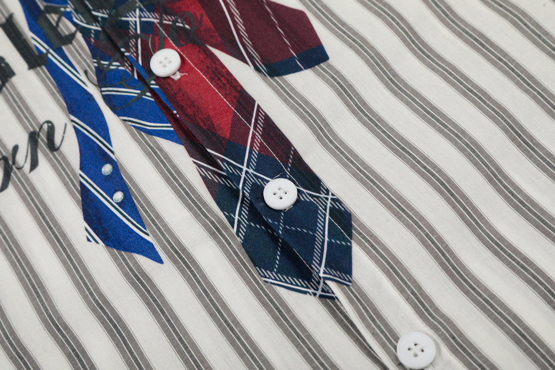 Omirad Striped Tie-Detail Button-Up Shirt