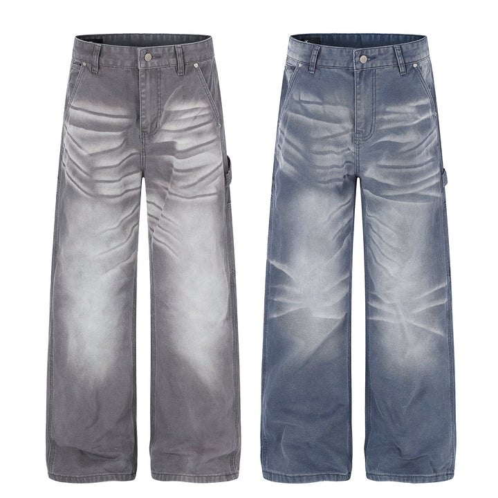 Omirad Washed Wrinkle Effect Denim Jeans