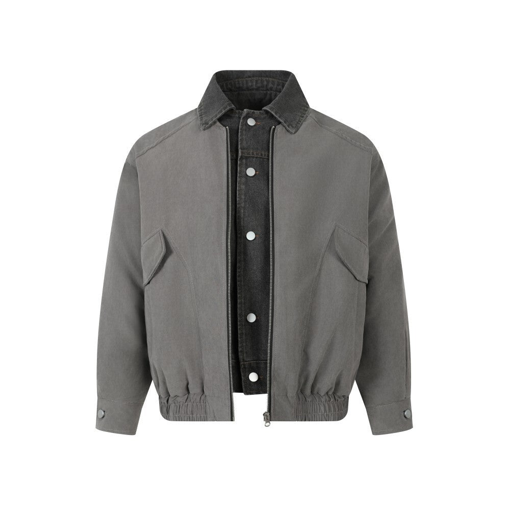 Omirad Vintage Contrast-Collar Cotton Jacket
