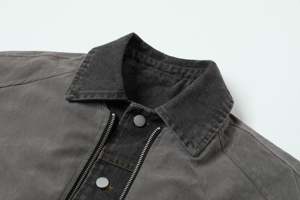 Omirad Vintage Contrast-Collar Cotton Jacket