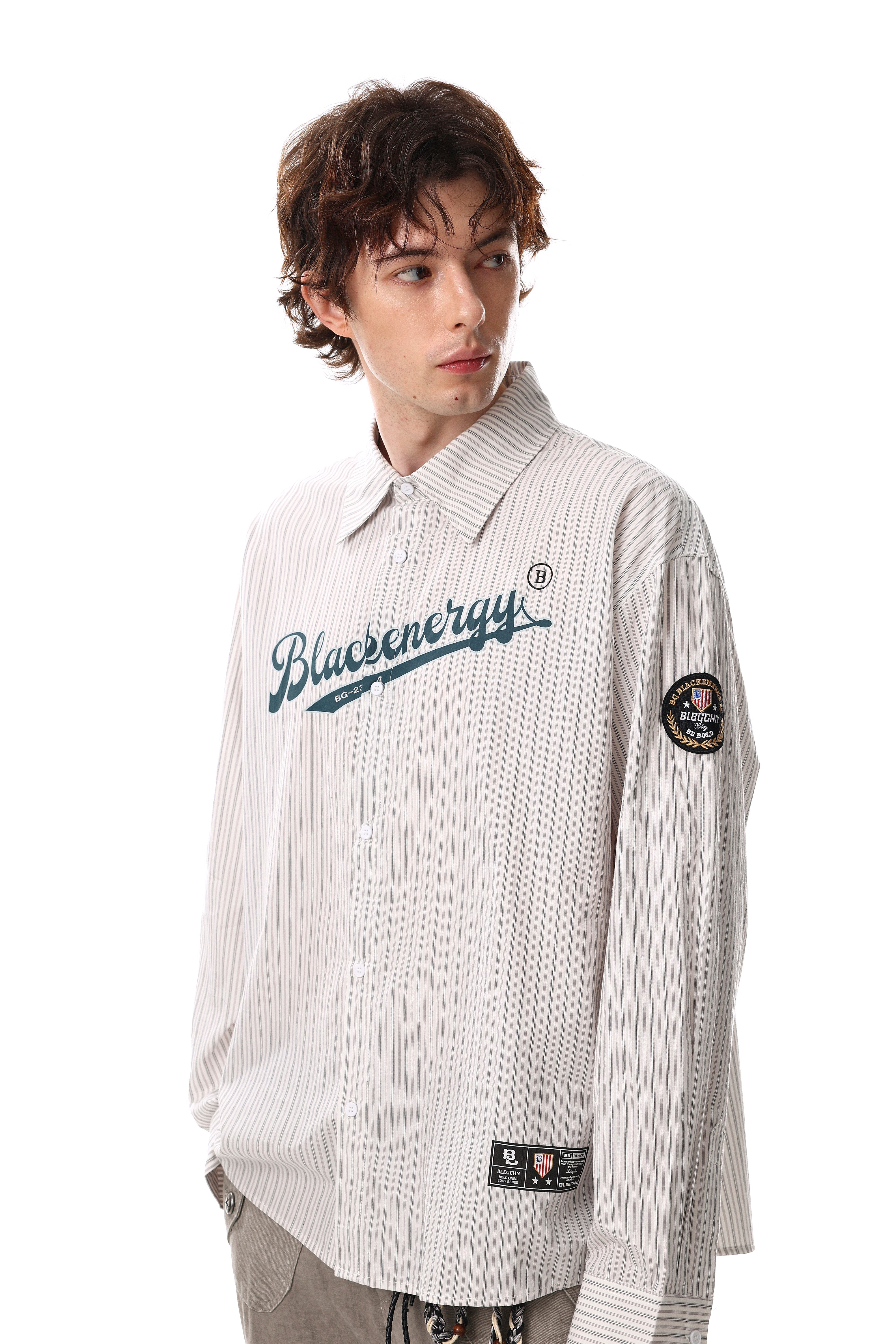 Omirad Striped Logo Button-Up Shirt