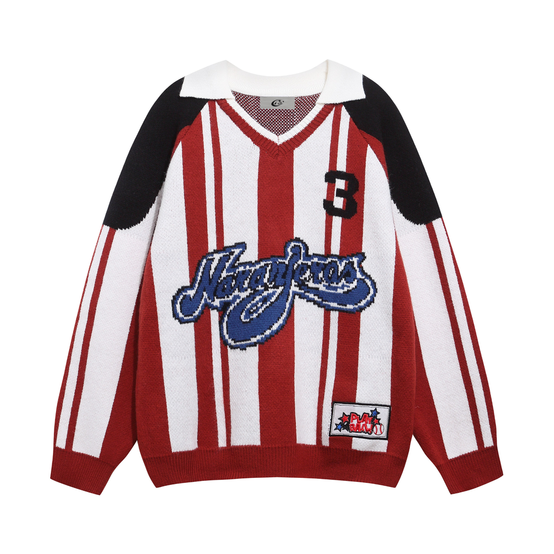Omirad Retro Varsity Stripe Knit Sweater