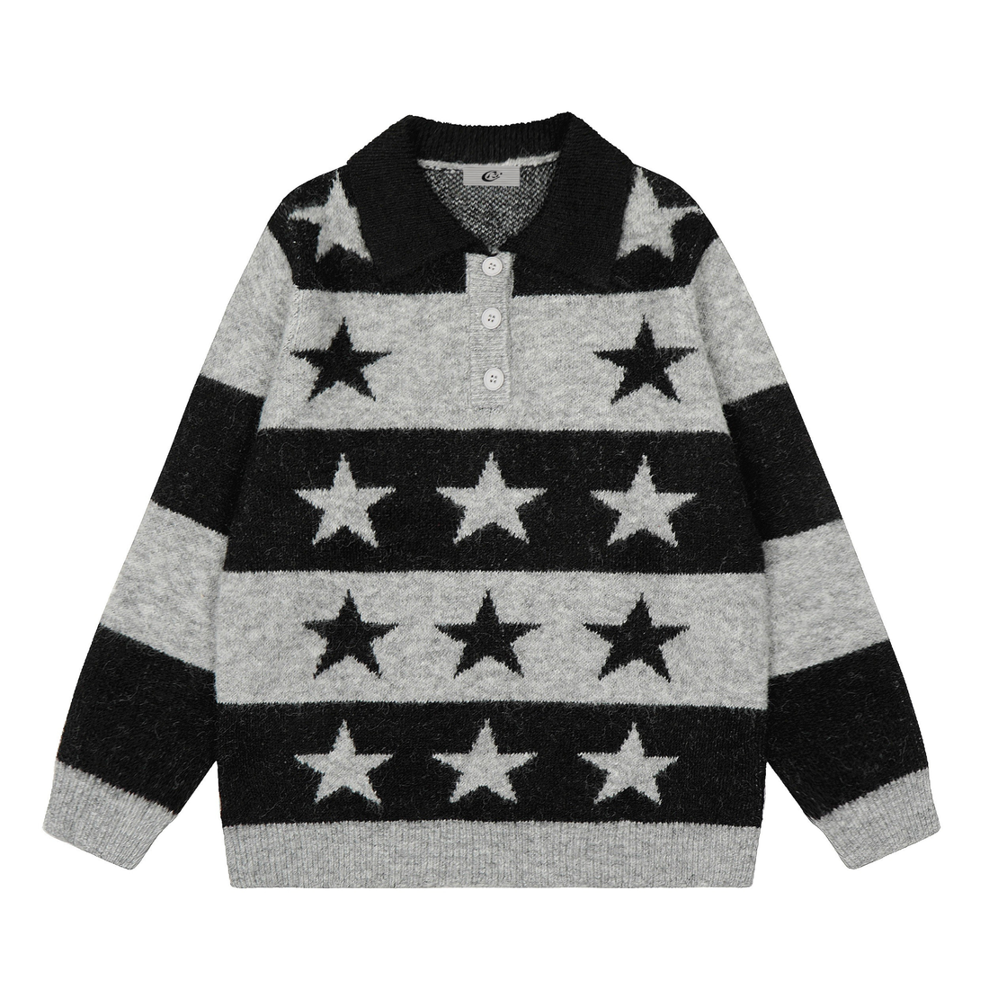 Omirad Star Stripe Knit Polo Sweater