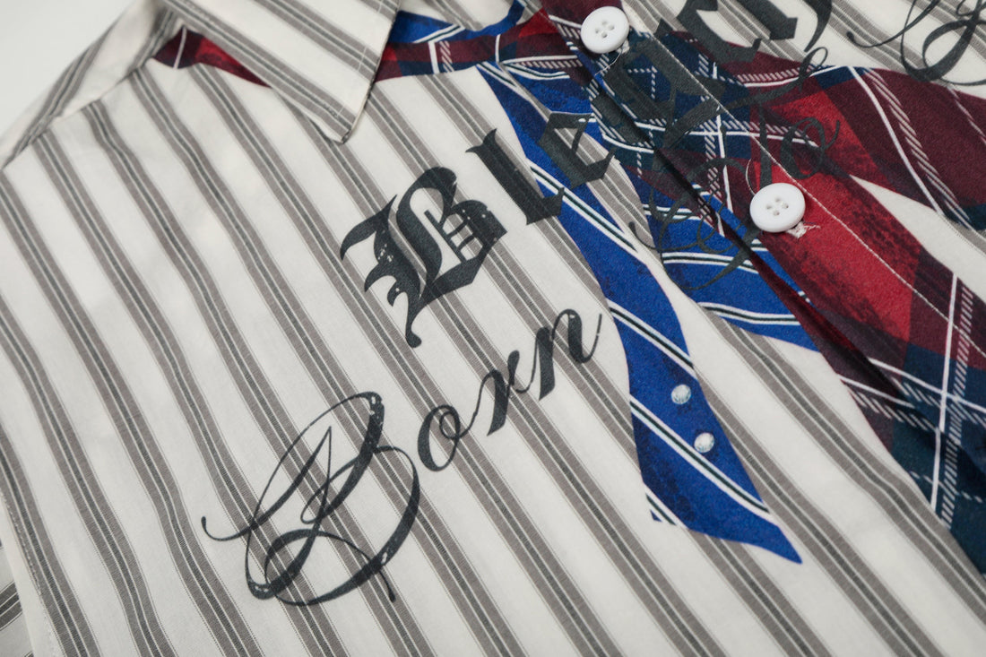 Omirad Striped Tie-Detail Button-Up Shirt