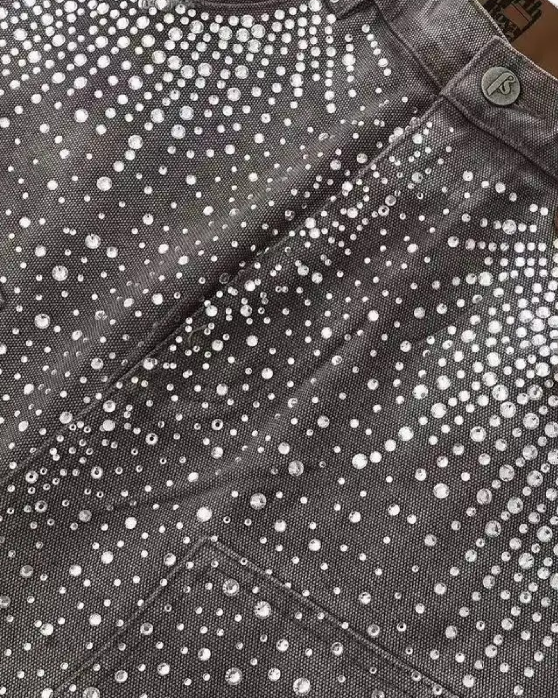 Studded Distressed Denim Shorts