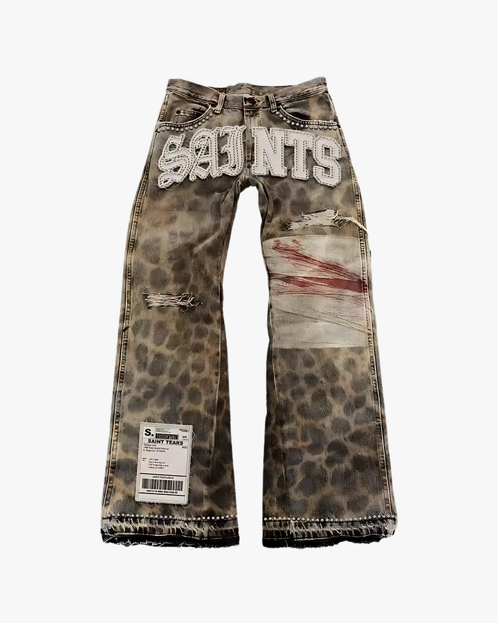 Global Distressed Leopard Pants