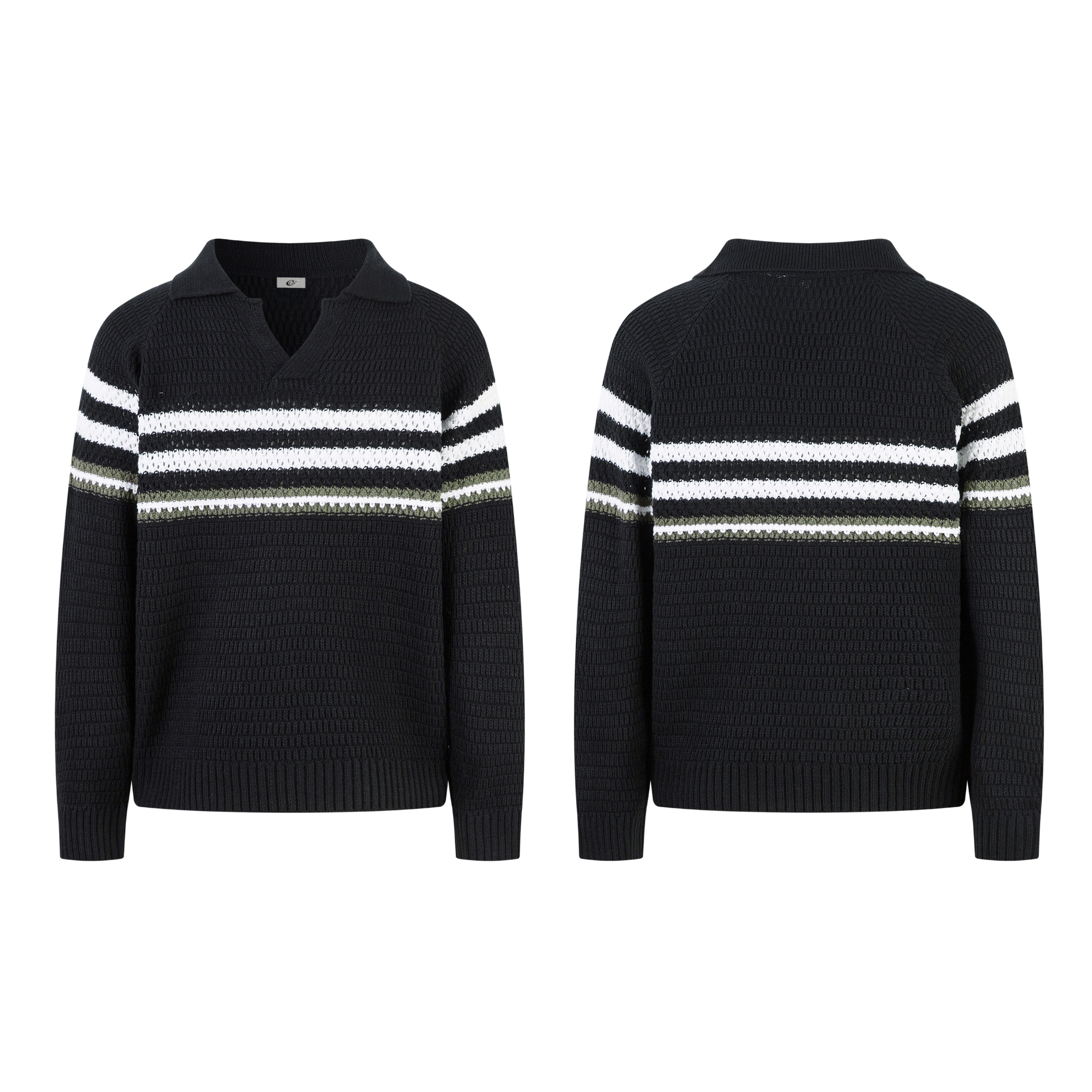Omirad Striped Knit Polo Sweater
