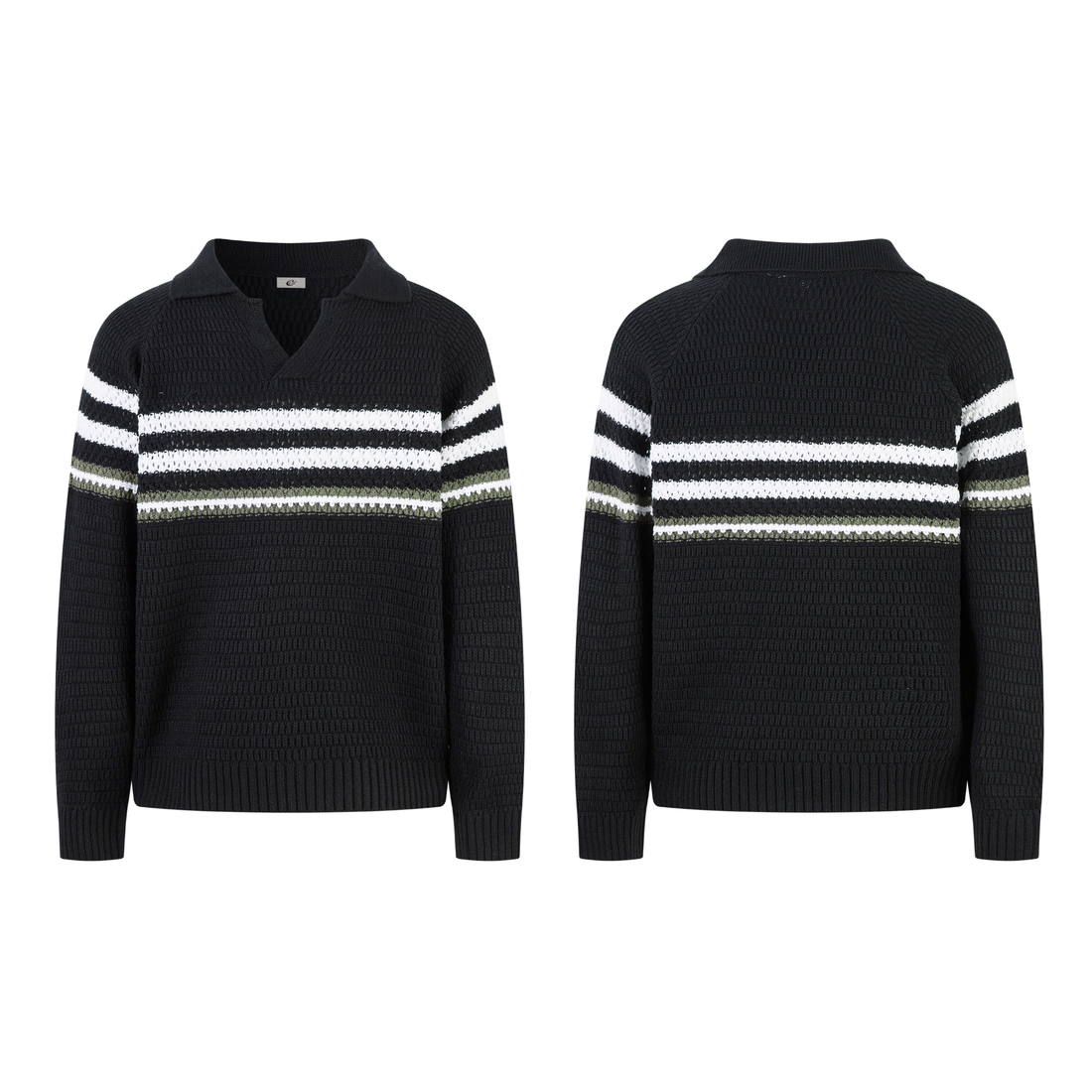 Omirad Striped Knit Polo Sweater