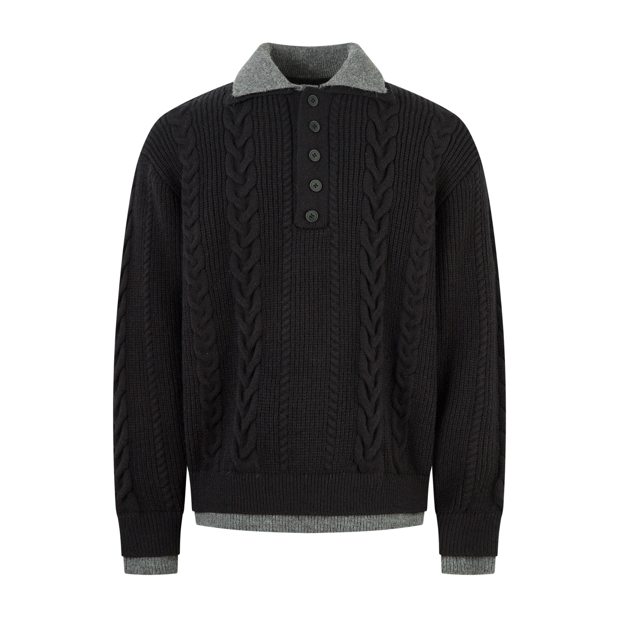 Omirad Vintage Cable Knit Polo Sweater