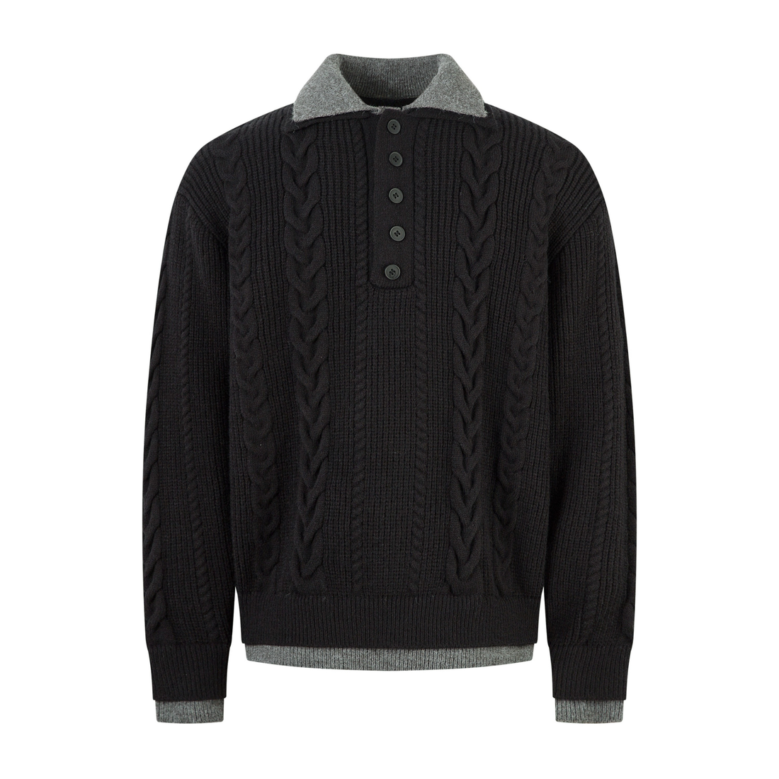 Omirad Vintage Cable Knit Polo Sweater