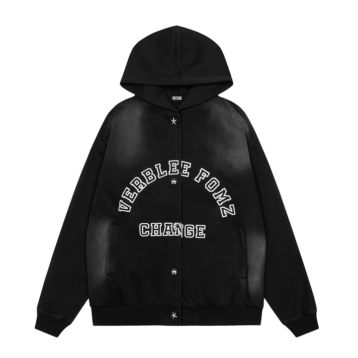 Omirad “Change” Spray-Fade Varsity Hoodie Jacket