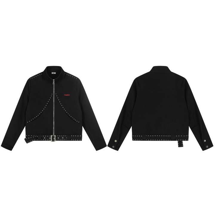 Omirad Rivet-Belted Cropped Rider Jacket