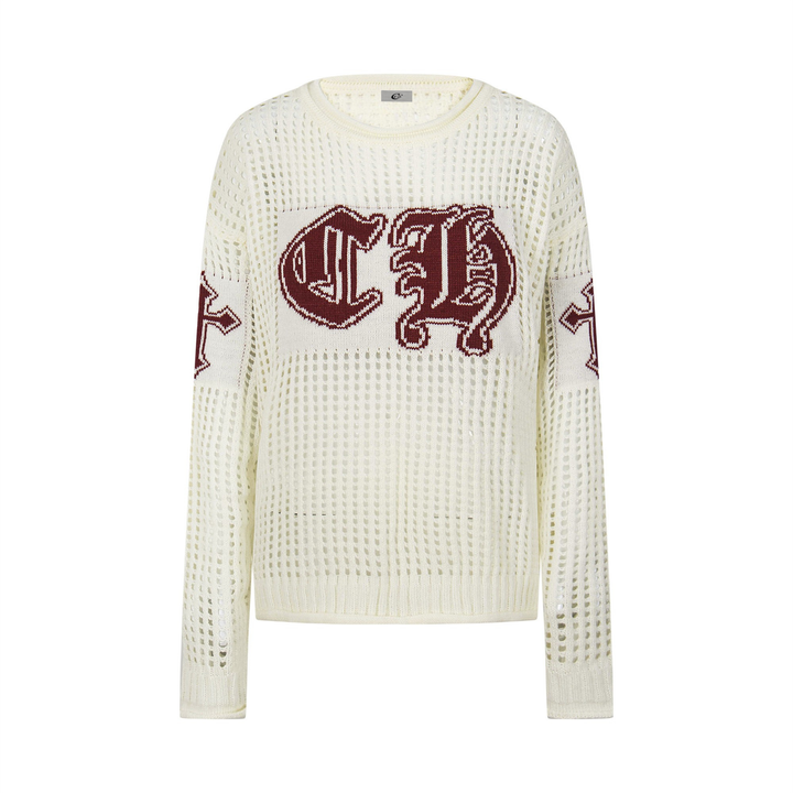 Omirad Hollow Knit Crewneck Sweater