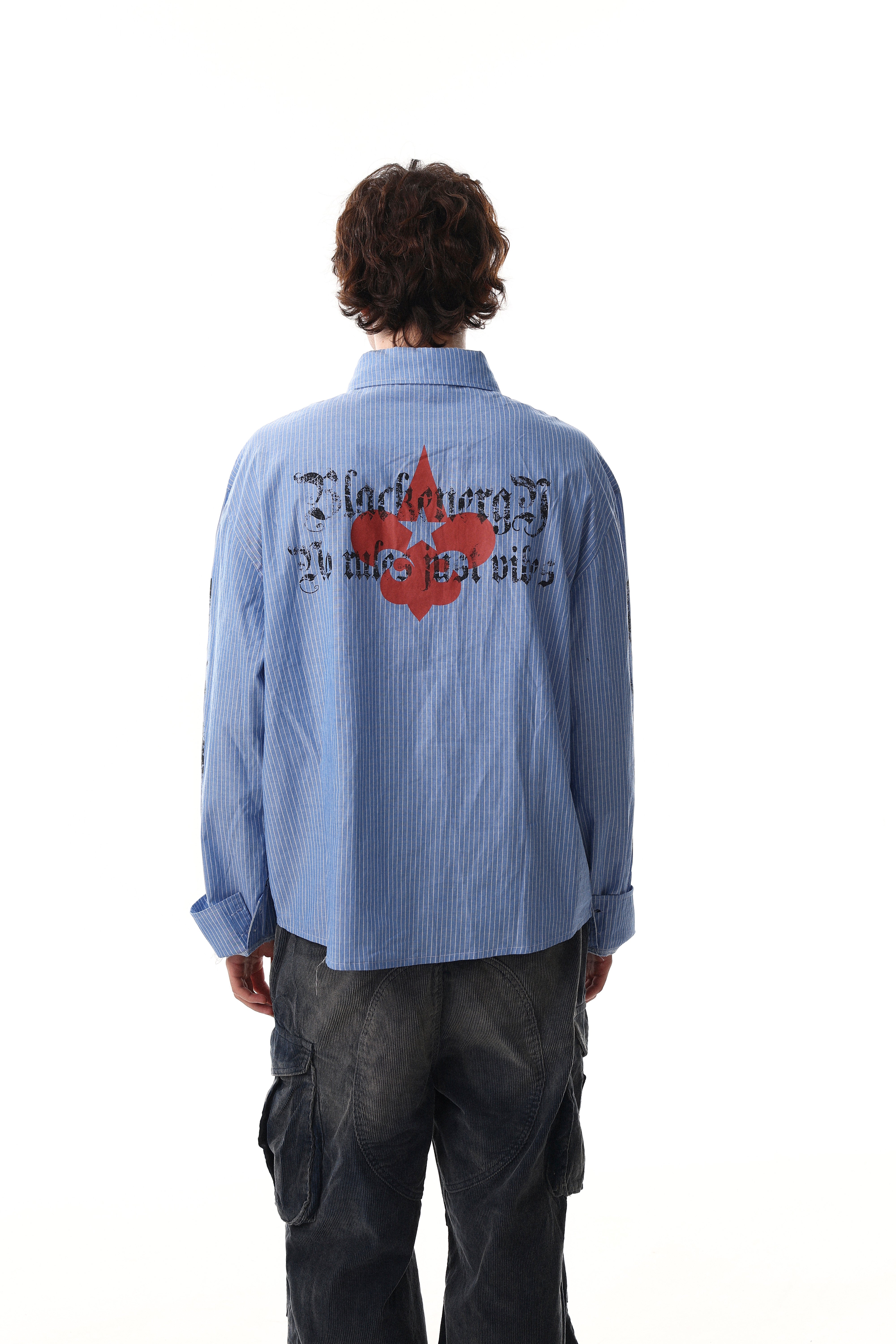 Omirad Striped Graphic Button-Up Shirt