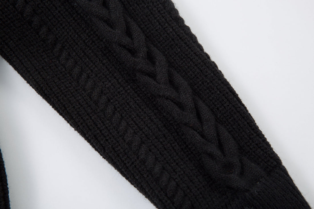 Omirad Vintage Cable Knit Polo Sweater