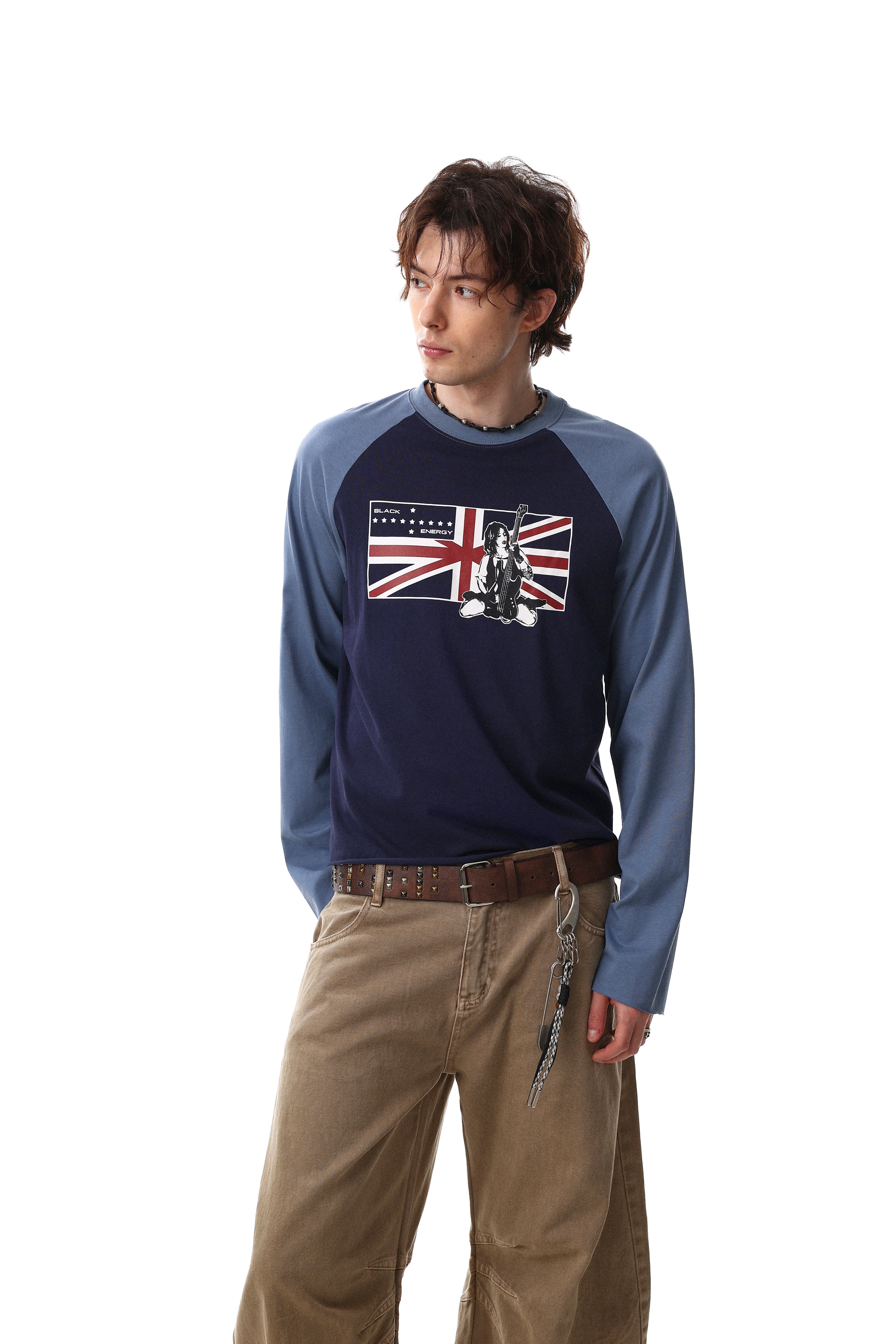 Omirad Union Flag Graphic Raglan Long Sleeve Tee