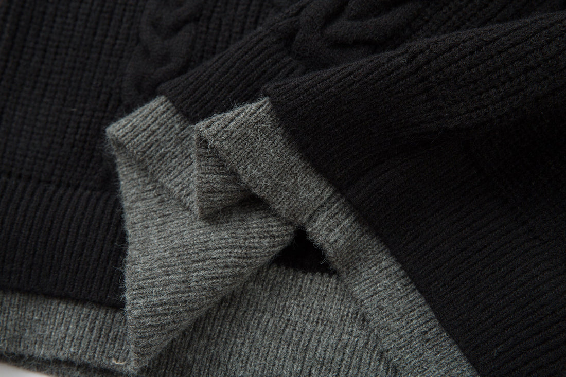 Omirad Vintage Cable Knit Polo Sweater