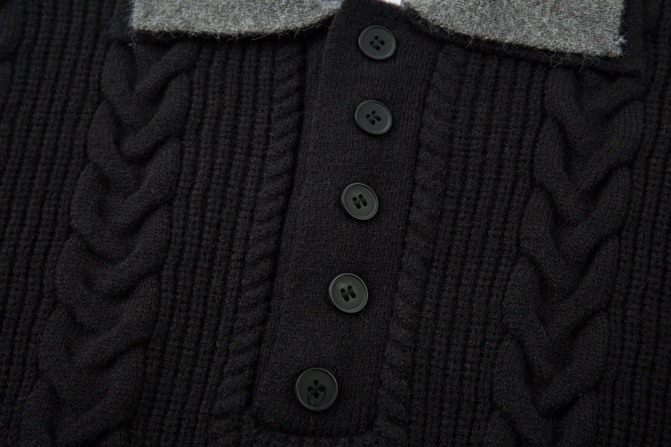 Omirad Vintage Cable Knit Polo Sweater
