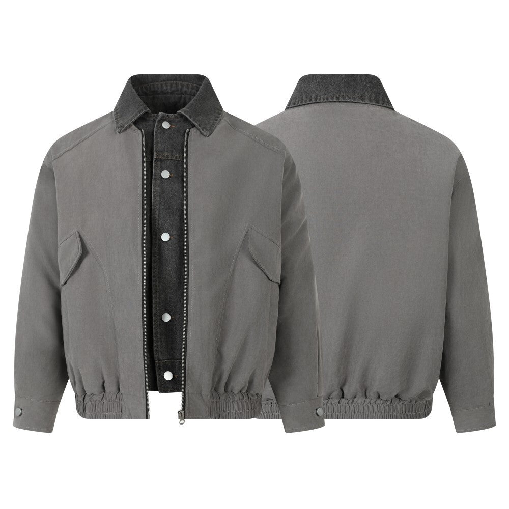 Omirad Vintage Contrast-Collar Cotton Jacket