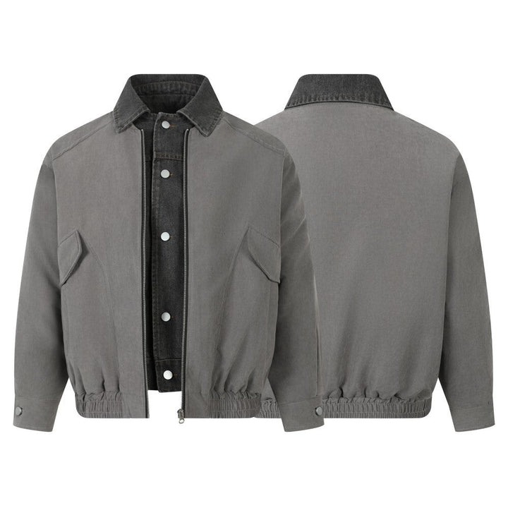 Omirad Vintage Contrast-Collar Cotton Jacket