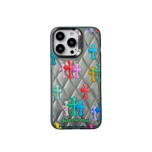 Graphic Phone Case | Rainbow Crosses Black