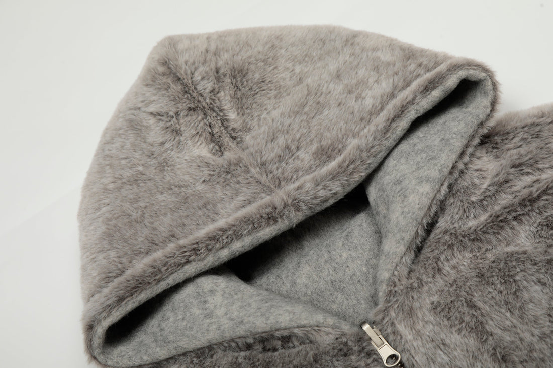 Omirad Wool Blend Fleece Hooded Bomber Jacket