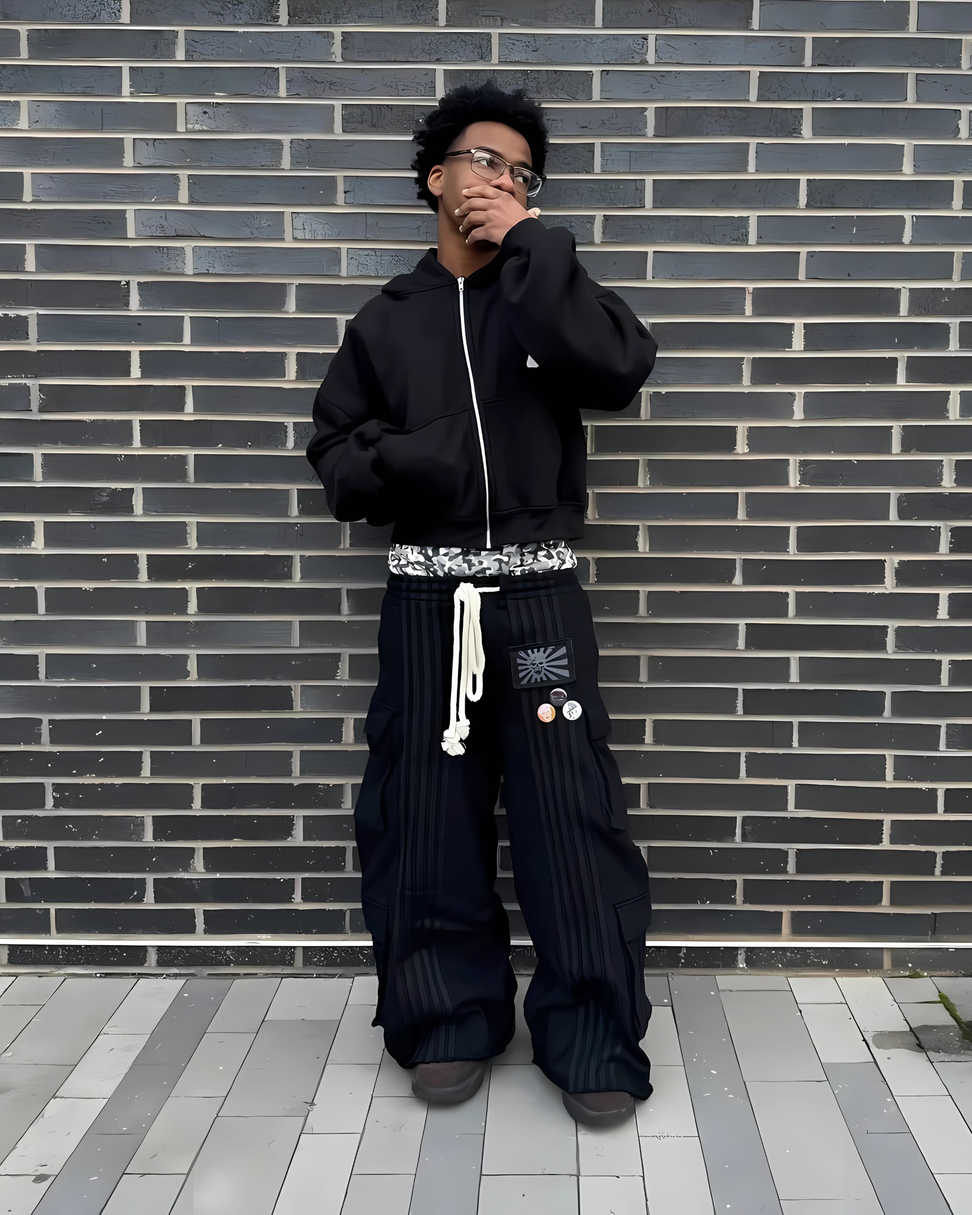 Multi-Stripe Oversized Utility Cargo Pants