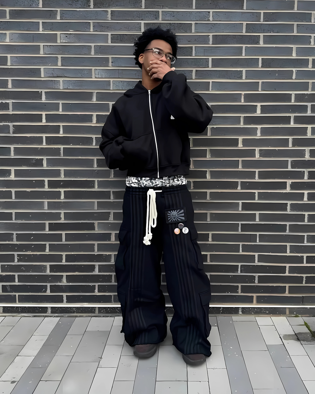 Multi-Stripe Oversized Utility Cargo Pants