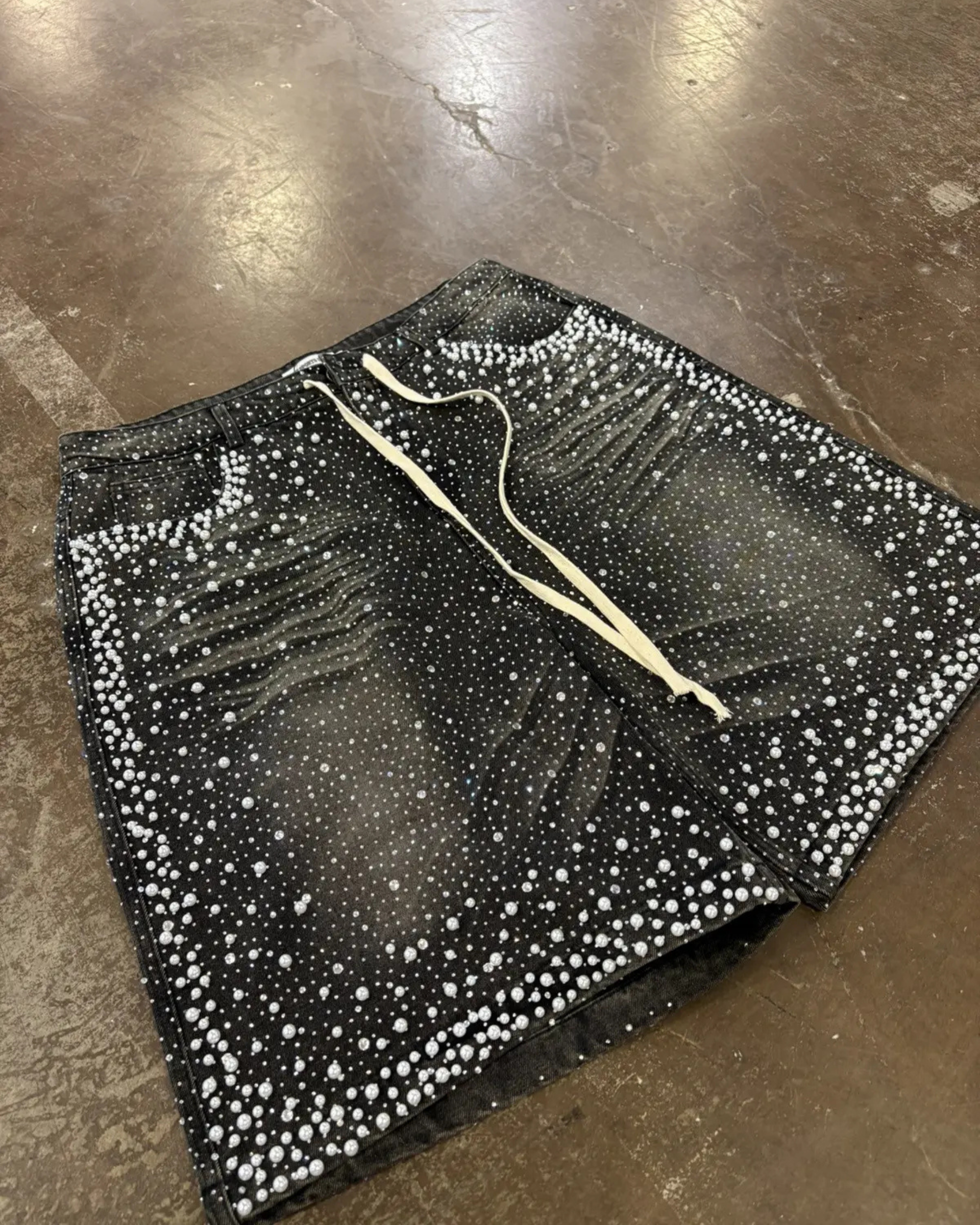 Starfall Crystals Denim Shorts