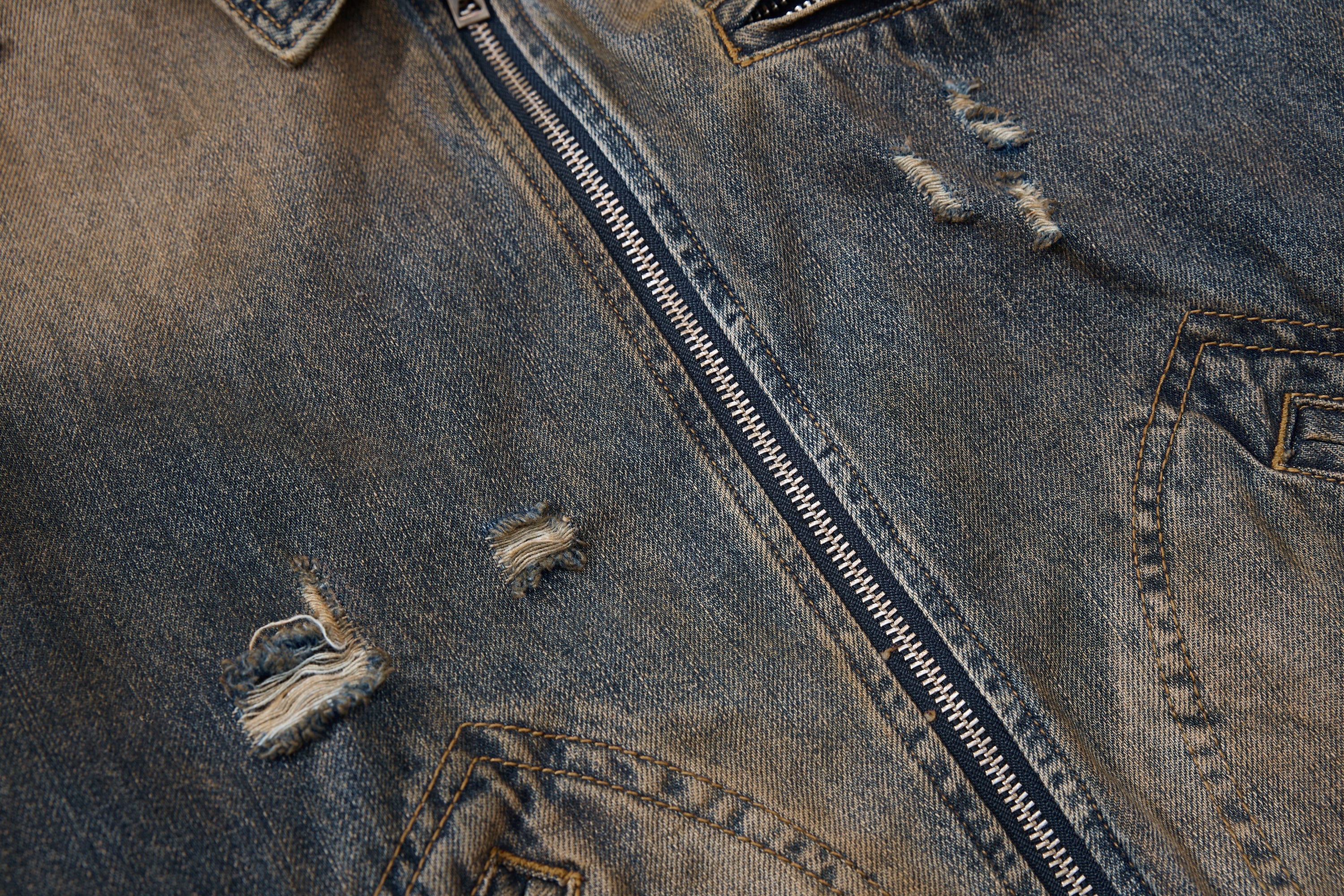 Omirad Vintage Distressed Denim Jacket