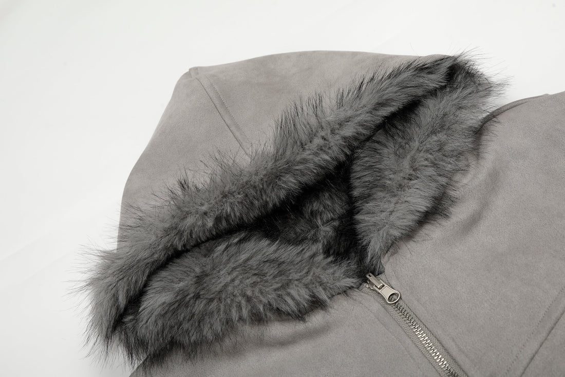 Omirad Reversible Faux Suede Fur Hooded Jacket