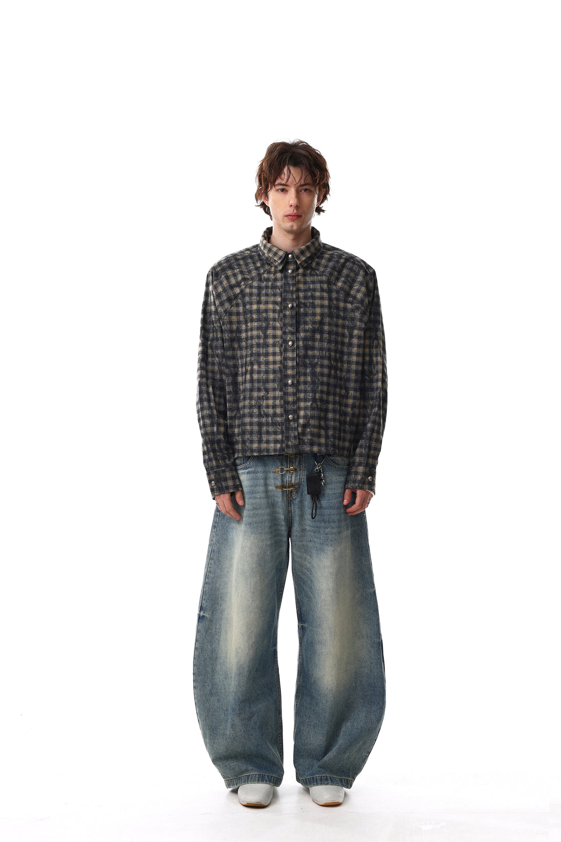 Omirad Vintage Plaid Button-Up Jacket