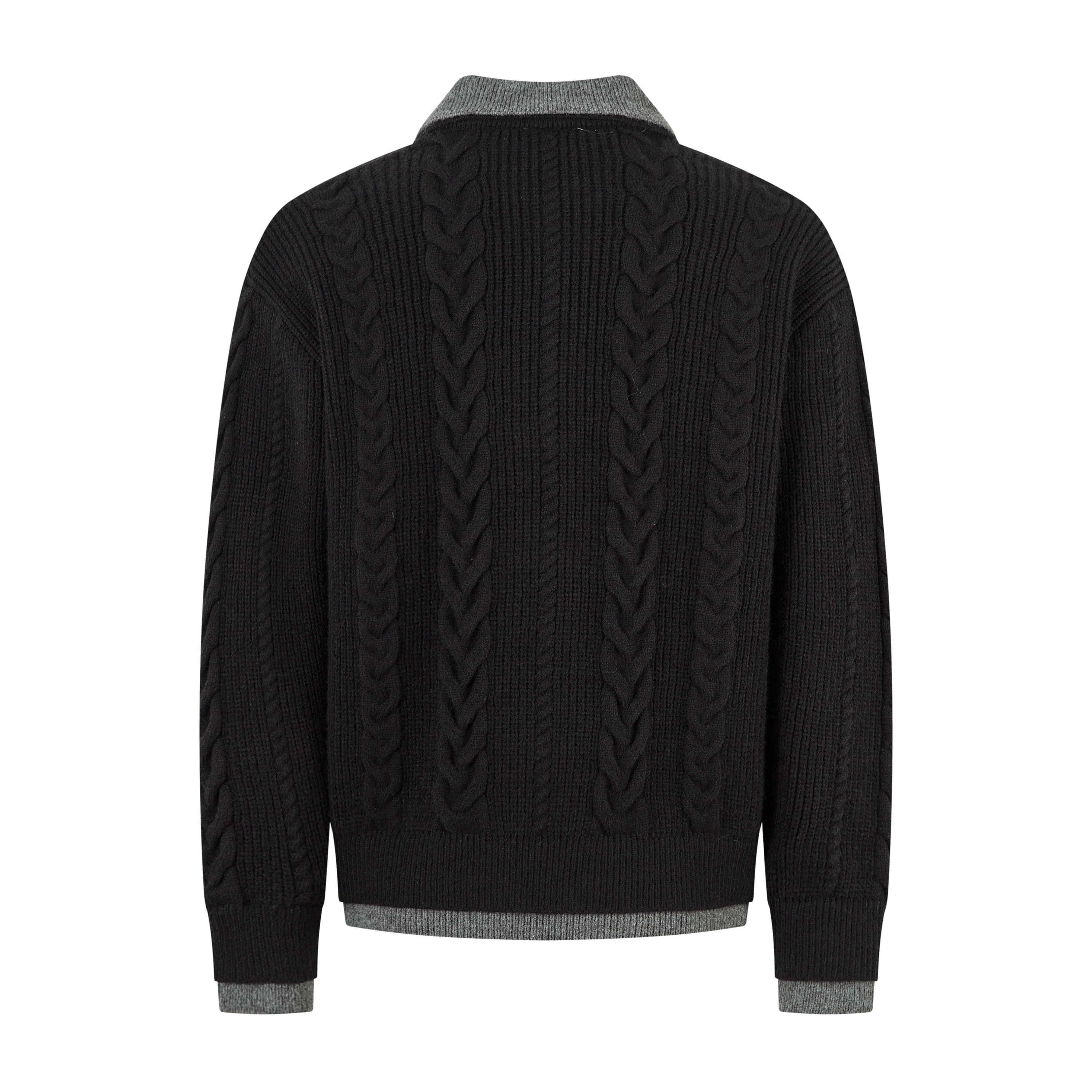 Omirad Vintage Cable Knit Polo Sweater