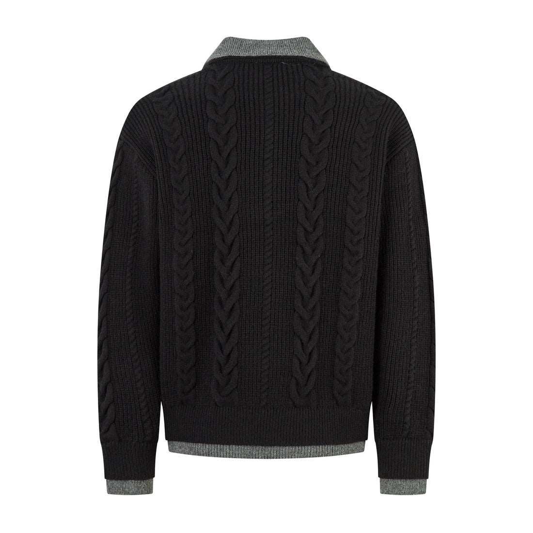 Omirad Vintage Cable Knit Polo Sweater