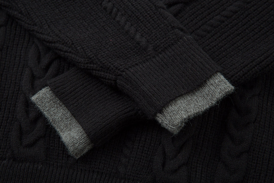Omirad Vintage Cable Knit Polo Sweater