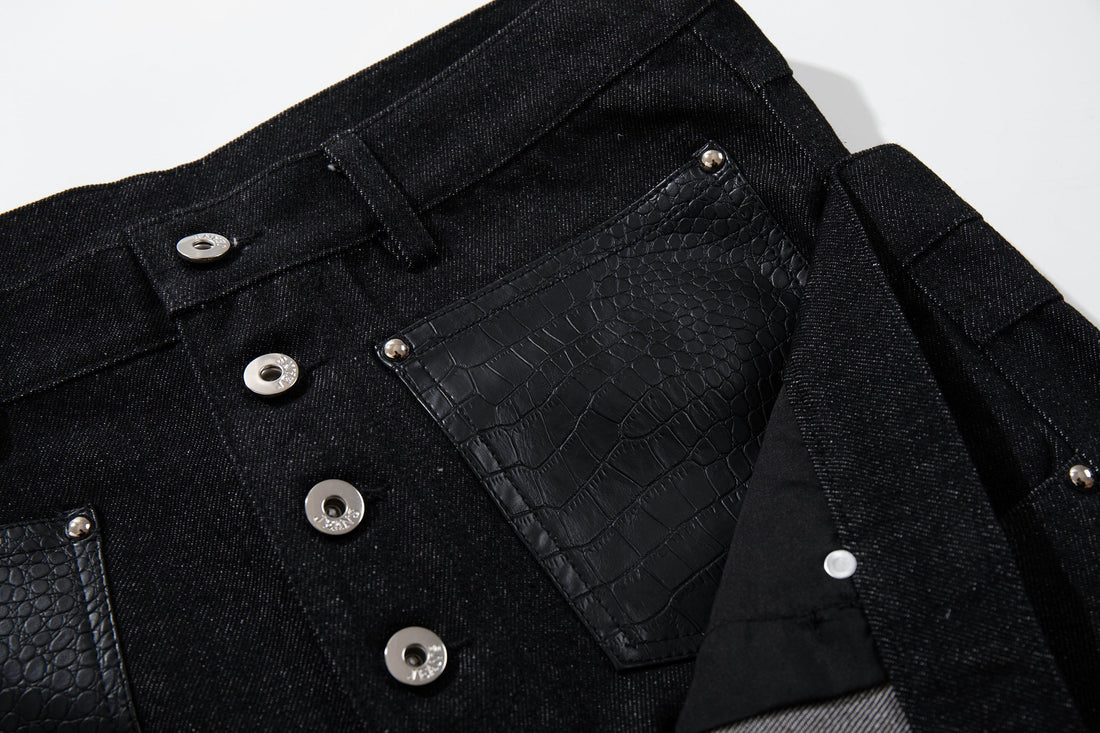 Omirad Wide Leg Button Fly Denim Pants