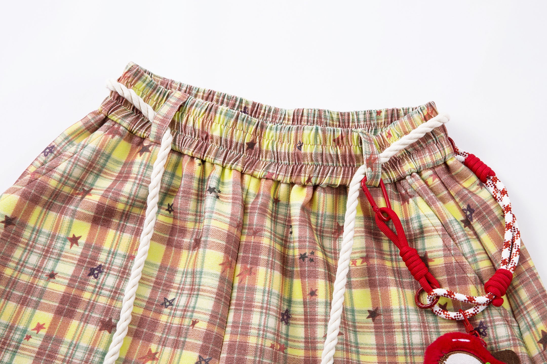 Omirad Yellow Plaid Bear Charm Pants