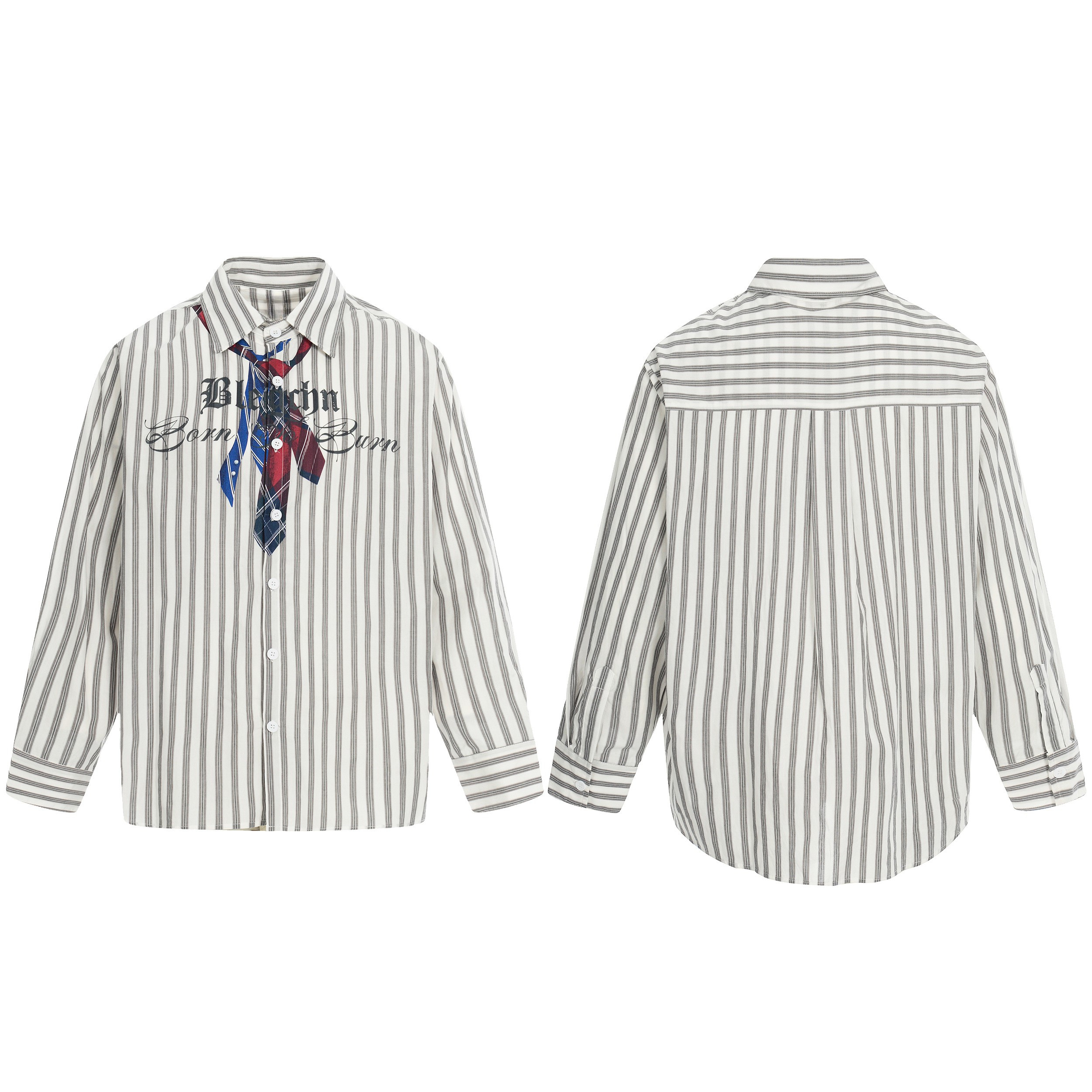 Omirad Striped Tie-Detail Button-Up Shirt