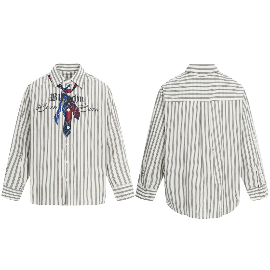 Omirad Striped Tie-Detail Button-Up Shirt