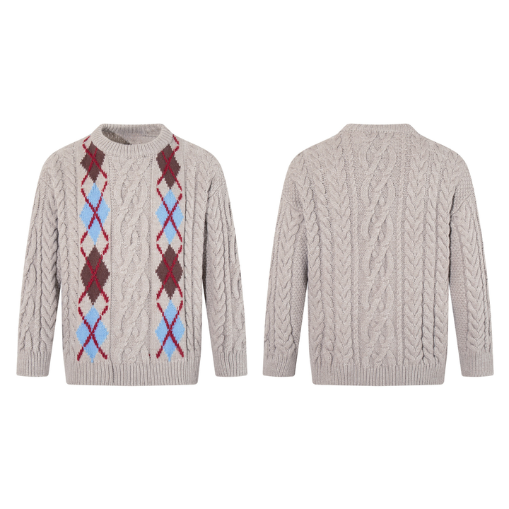 Omirad Argyle Cable Knit Sweater