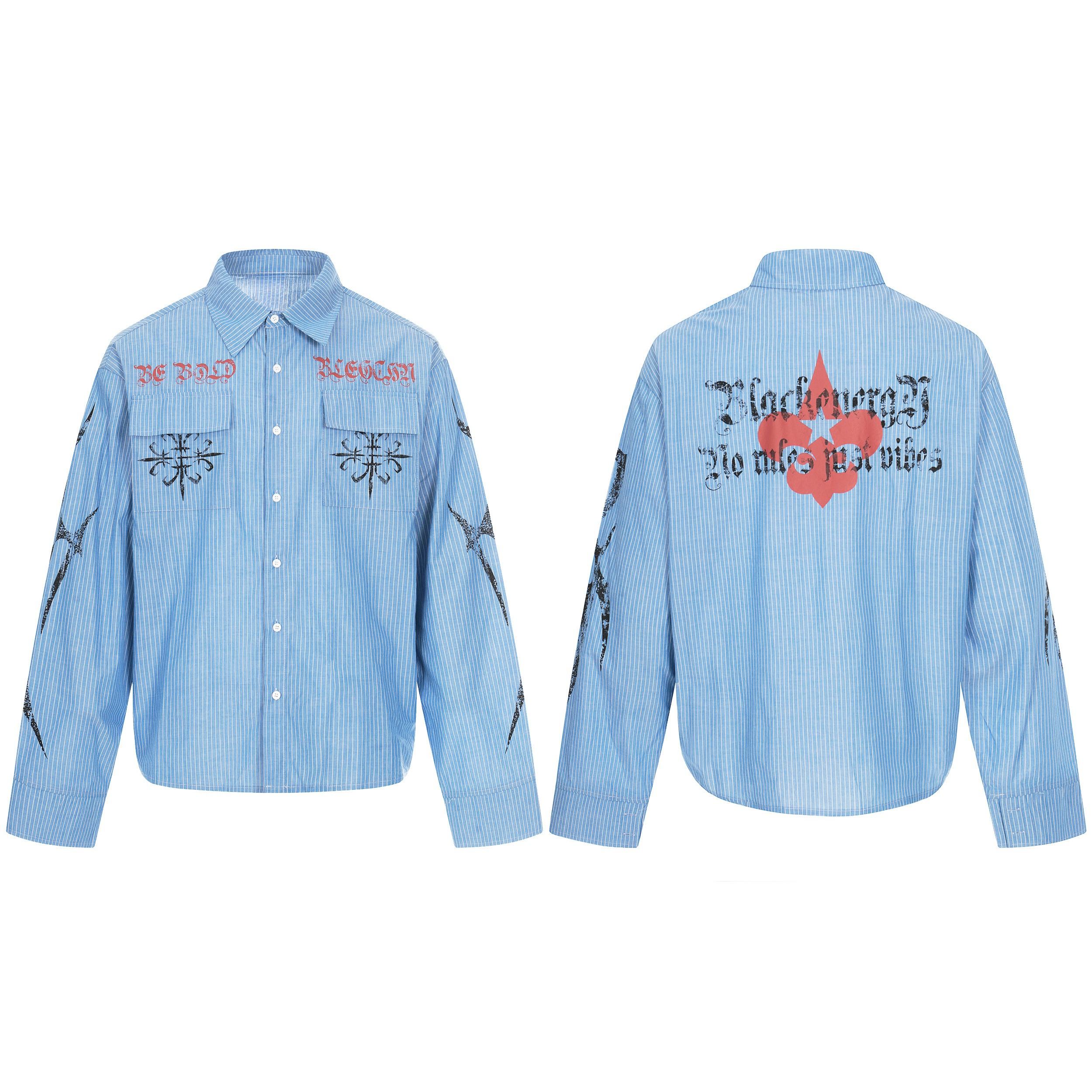 Omirad Striped Graphic Button-Up Shirt