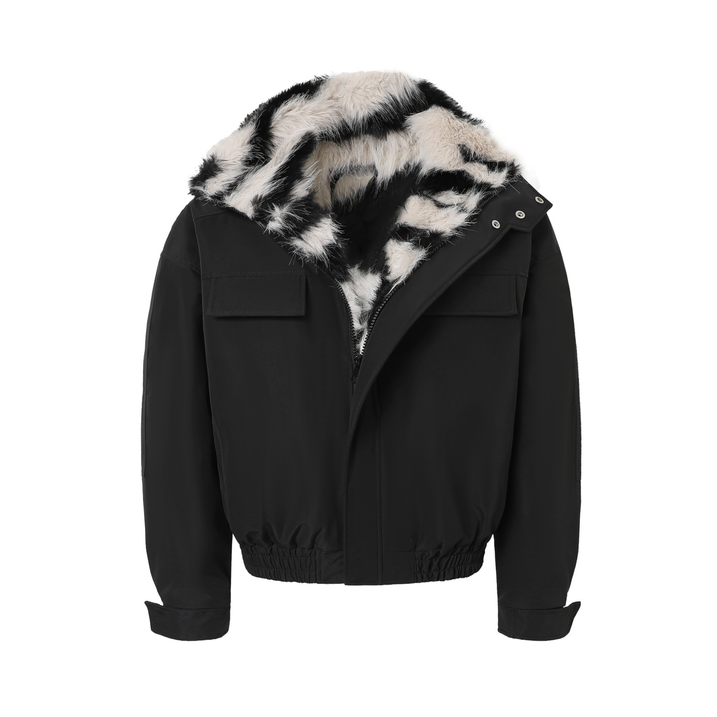 Omirad Zebra Fur-Lined Bomber Jacket