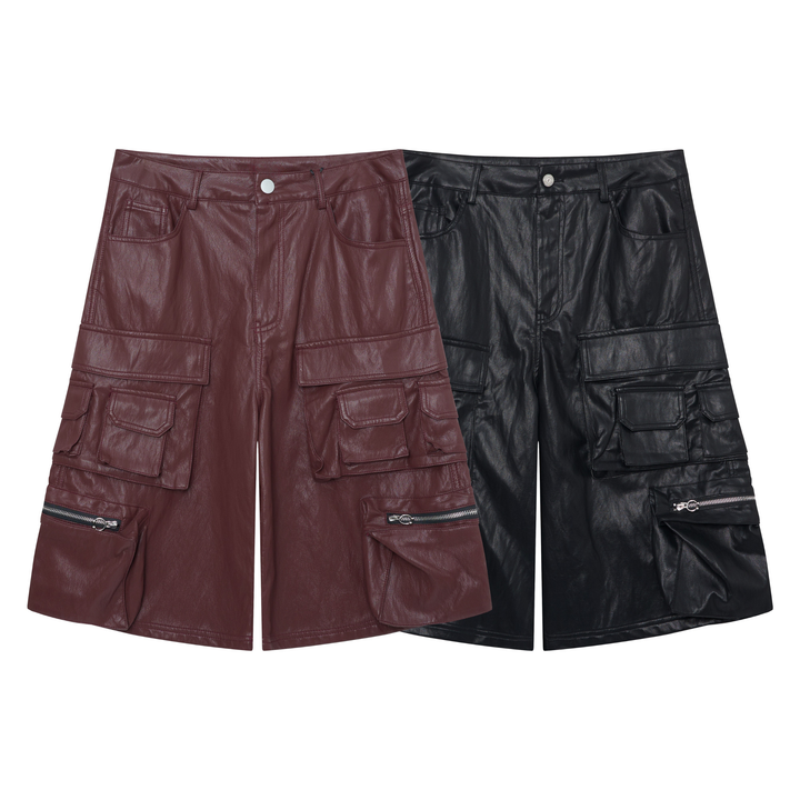 Omirad Leather Utility Cargo Shorts