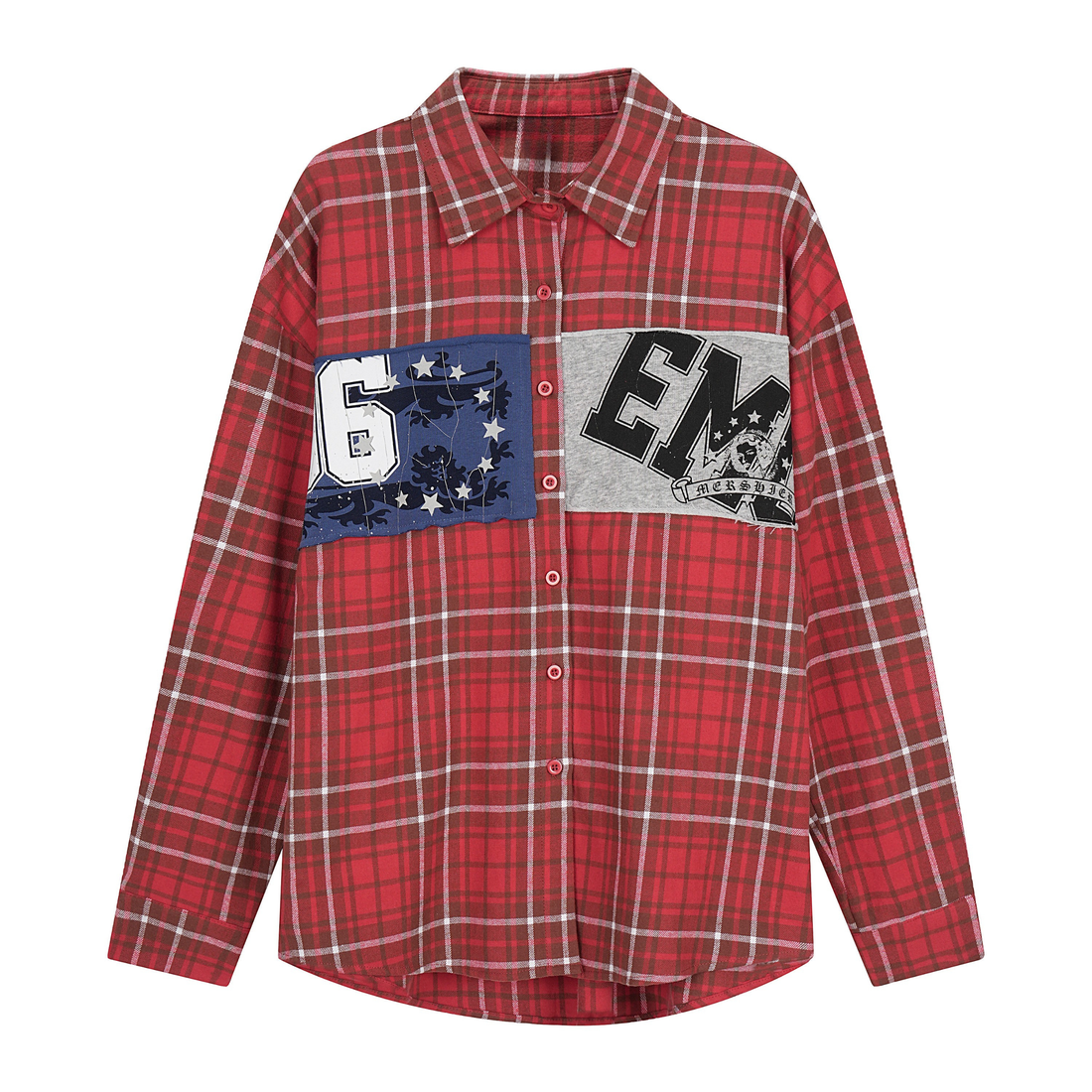 Omirad Patchwork Plaid Button-Up Shirt