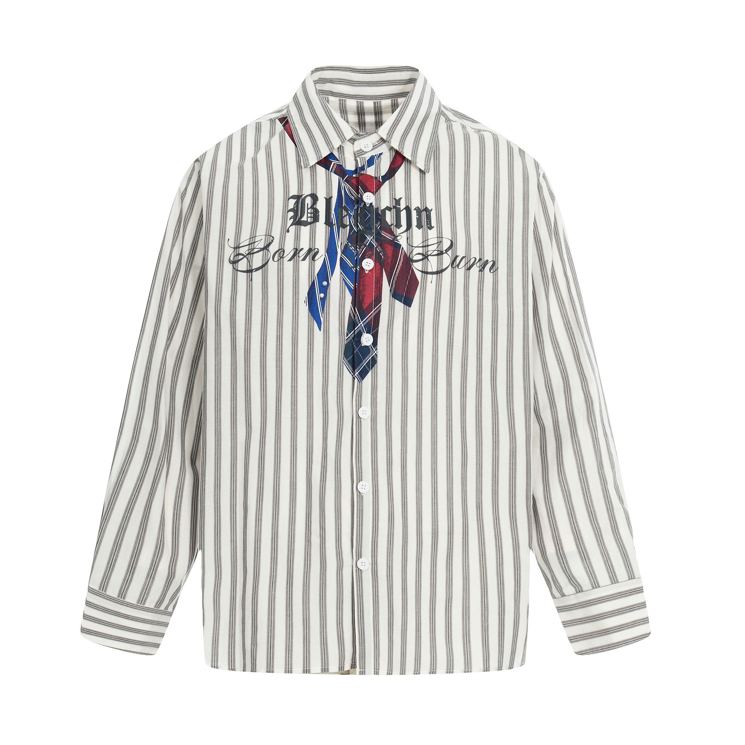 Omirad Striped Tie-Detail Button-Up Shirt