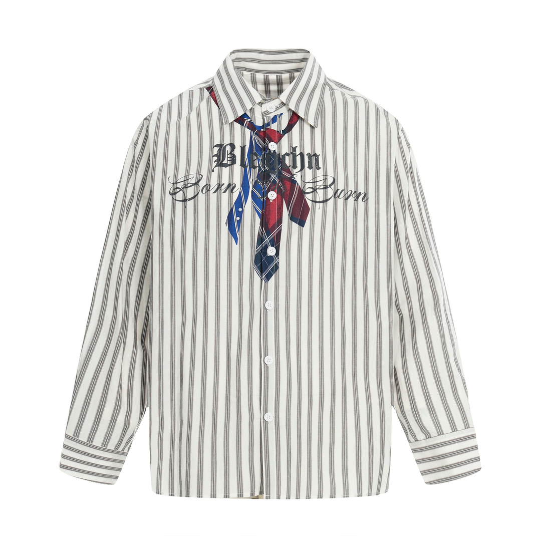 Omirad Striped Tie-Detail Button-Up Shirt