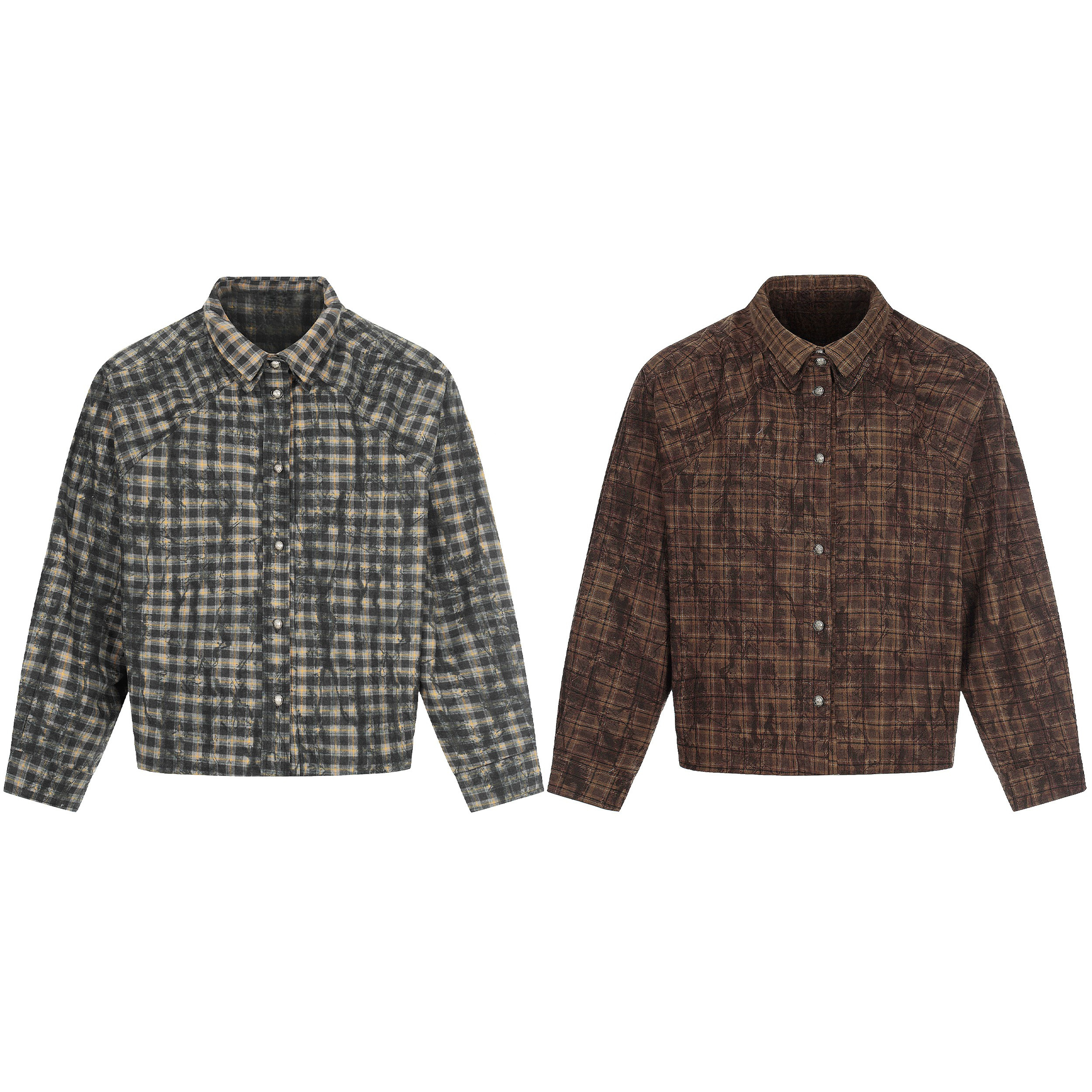 Omirad Vintage Plaid Button-Up Jacket