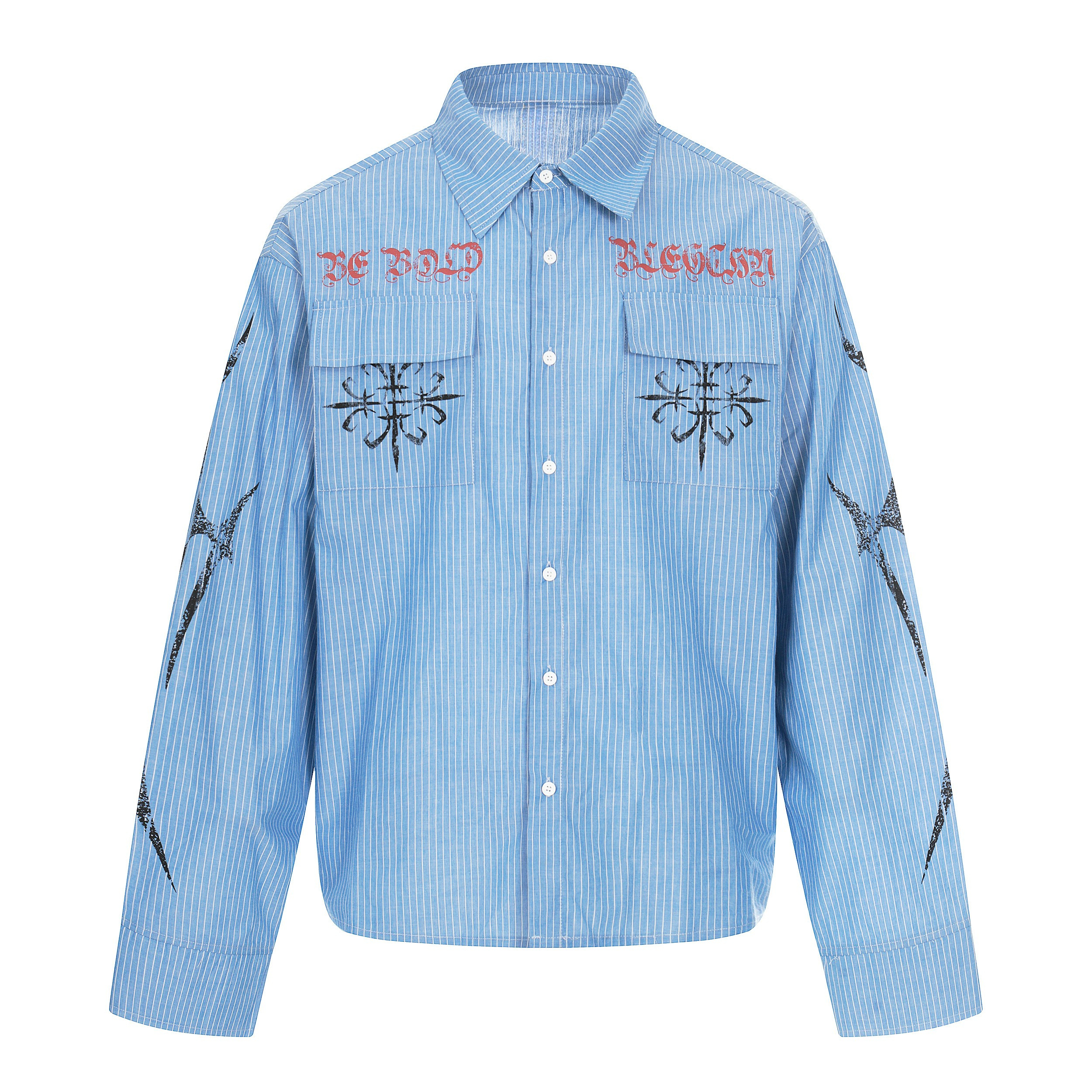 Omirad Striped Graphic Button-Up Shirt