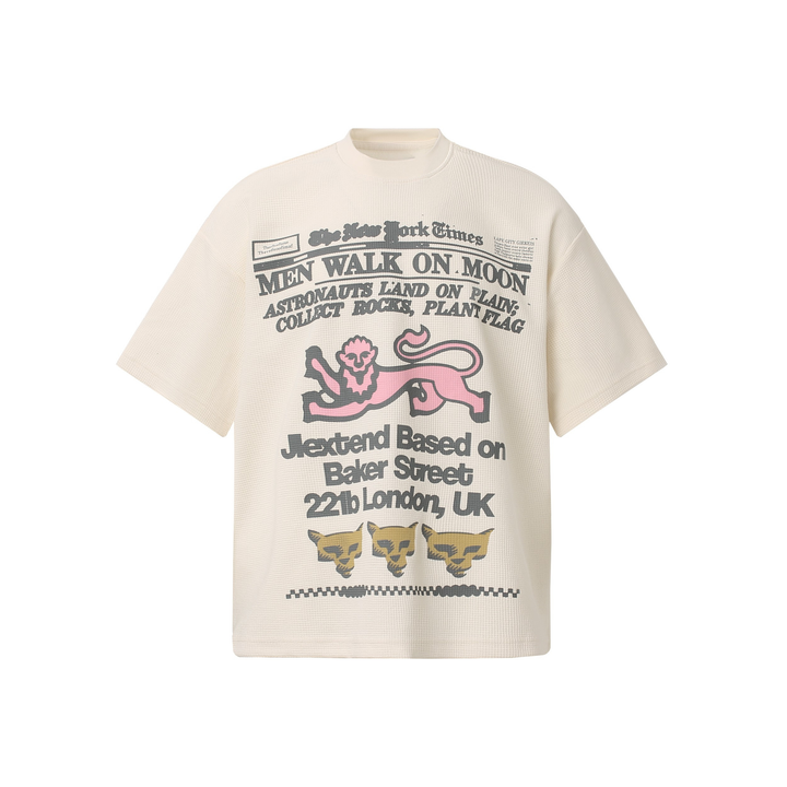 Omirad Vintage Newspaper Graphic Waffle Tee
